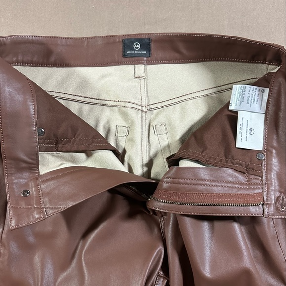NWT Adriano Goldshmied Women’s Vegan Leather Pants Size 29 (Medium)color brown - Picture 11 of 12